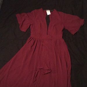 NEVER WORN size large red maxi romper low cut